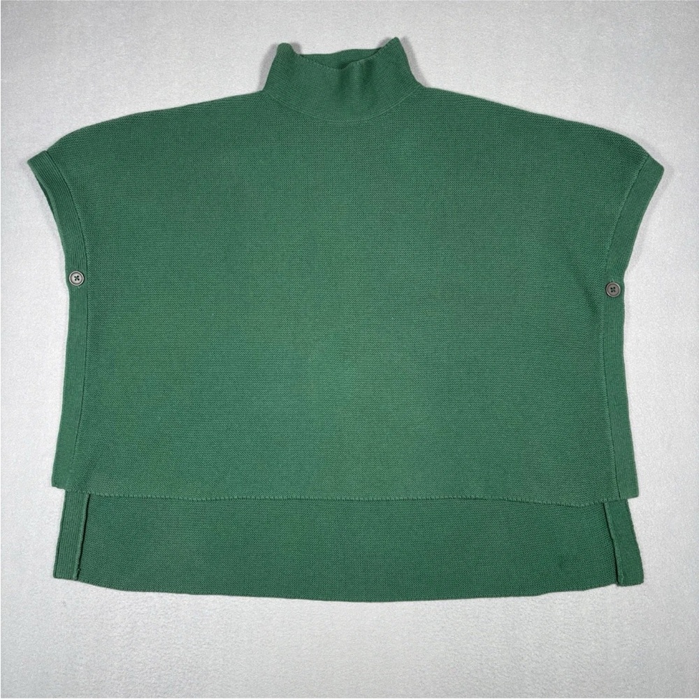 Elk The Label Poncho Womens One Size Green Wool Blend Knit Turtle Neck